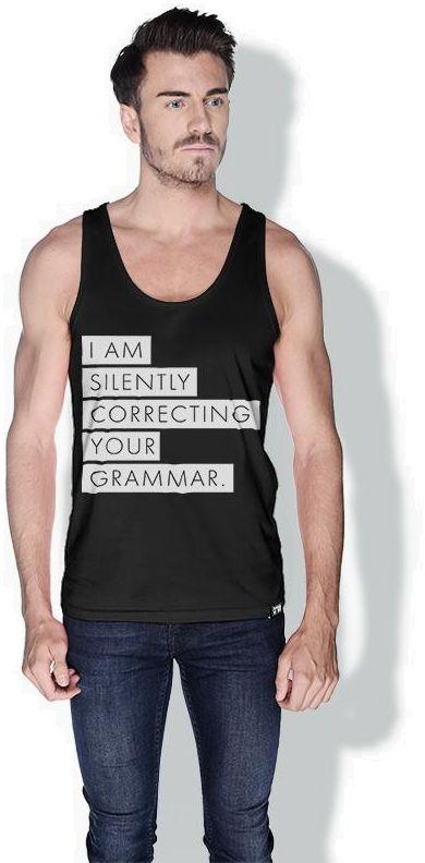 Creo Silently Correcting Your Grammar Funny Tanks Tops For Men - L, Black