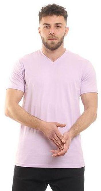 Andora Basic Standard Fit V-Neck T-Shirt - Lilac