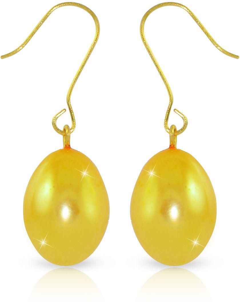 Vera Perla 18K Gold 9-10mm Big Golden Baroque Pearl Earrings