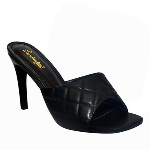 Quality Ladies' Heeled Slippers - Black