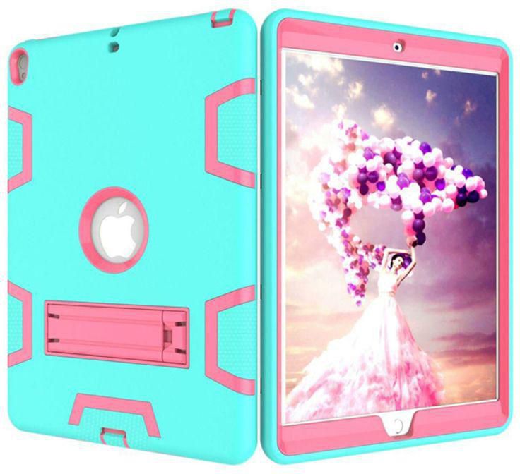 Kickstand Three Layer Case Cover For Apple iPad 2/3/4 Turquoise/Red 9.7 inch