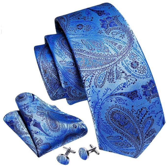 Fashion Light Blue Paisley Necktie