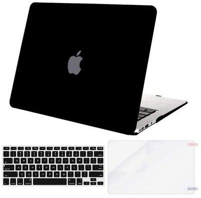 Hard Shell Case With Keyboard Cover And Screen Protector For Apple MacBook Air 13-Inch Model A1369/A1466 Older Version 2010-2017 Release, Black