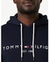 Tommy Hilfiger Mens Embroidered Brand Logo Kangaroo Pocket Hoodie Long Sleeves Sweatshirt