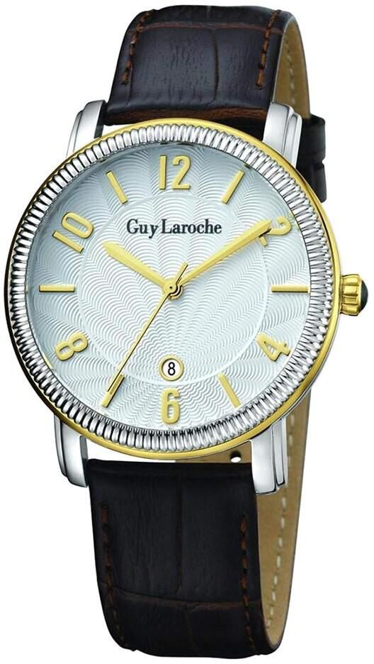 Guy Laroche Men&#39;s White Dial Leather Band Watch - G2010-02