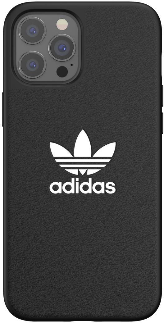 Adidas ORIGINALS Apple iPhone 12 Pro Max Basic Moulded Case - Back cover w/ Trefoil Design, Scratch & Drop Protection w/ TPU Bumper, Wireless Charging Compatible - Black/White