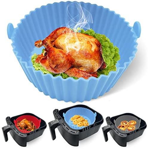 ZuKaYeHome Silicone air fryer liners, 6.3'' round reusable air fryer silicone bowls pots basket covers replacement of parchment paper for cosori air fryer and 3 to 6.8 qt air fryers oven accessories