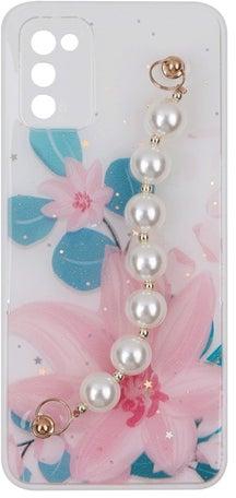 Samsung Galaxy A03 s- Colorful Silicone Cover With Pearls Chain