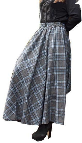 Grey Cotton Pleated Skirt For Women