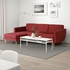 SMEDSTORP 3-seat sofa with chaise longue - Lejde/red/brown oak