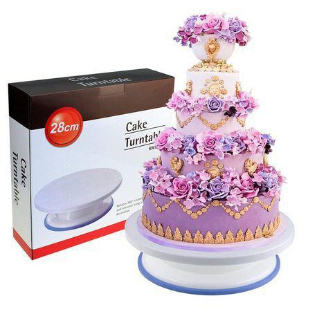 Generic 28 CM White Cake Turntable/ Cake Rotating Plate