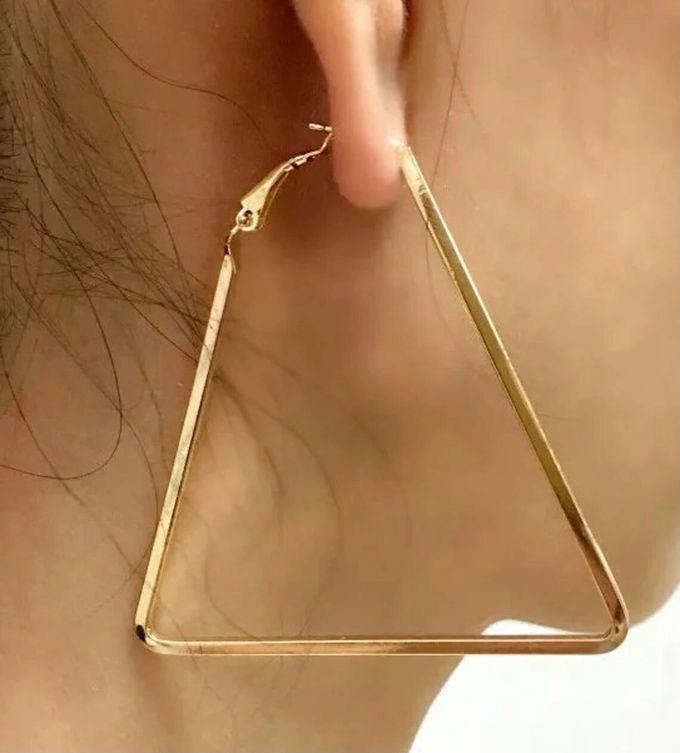 Fashion 2pcs Large Triangle Hoop Earrings Gold Filled Stainless Steel Geometric Dangle