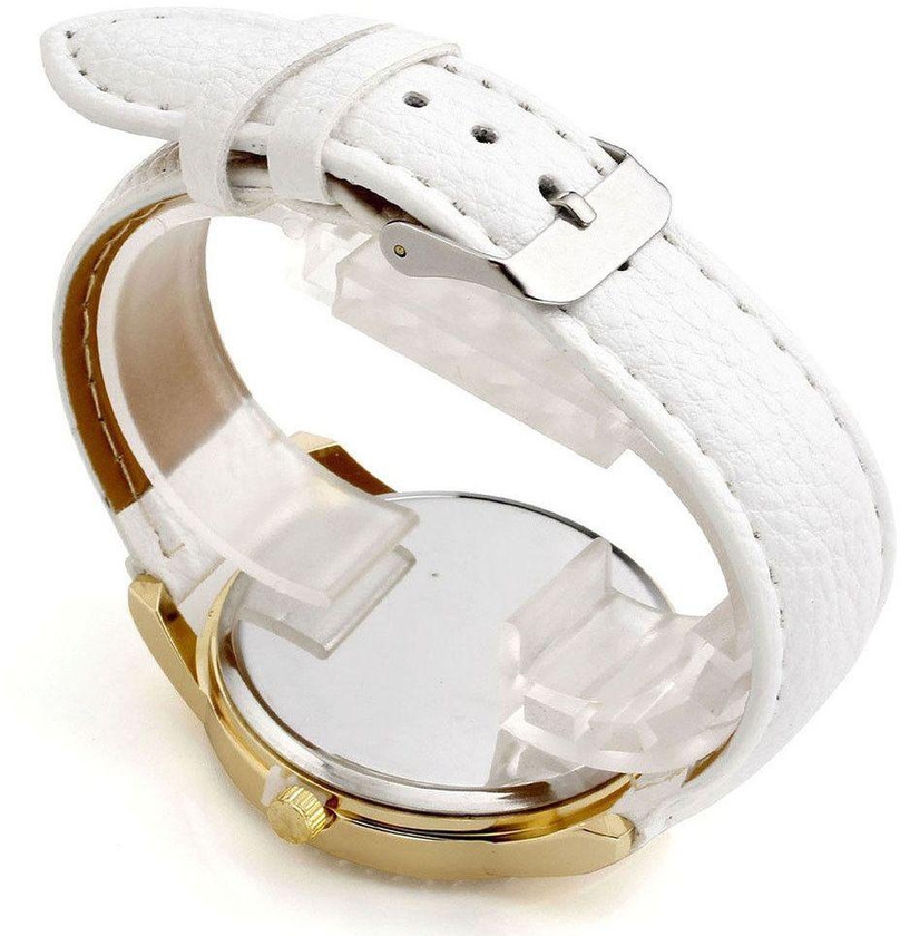 Geneva Casual for Women Retro White Dial Leather Analog Watch
