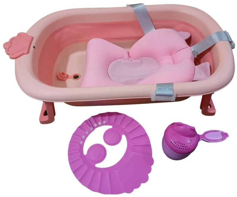 Foldable Baby Bath Tub Floating Water Pad Support With Cup And Cape
