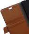 Litchi Skin Leather Wallet Case for Huawei Ascend P8 - Brown
