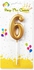 Party Time Gold Number 6 Birthday Candle Kids Adult Birthday Cake Decoration - Number Candle For Anniversary, Valentines Birthday Candle Cake Topper