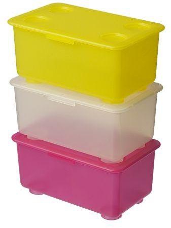 Set Of 3 Assorted Color Boxes With Lid [K1311]