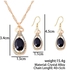 Crystal Water Drop Earrings Necklace Jewelry Set with Black Rhinestone
