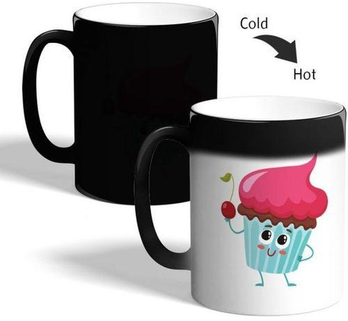 Printed Magic Coffee Mug, Black, Food - Cupcake