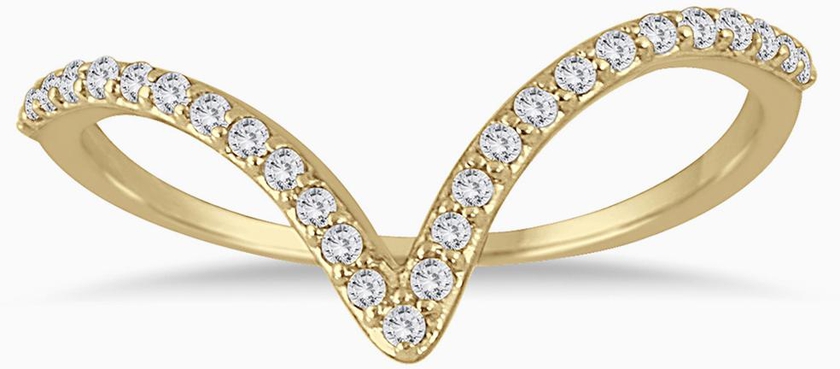 Marquee Jewels 1/8 Carat Diamond V Ring in 14K Yellow Gold (I-J, I2-I3)
