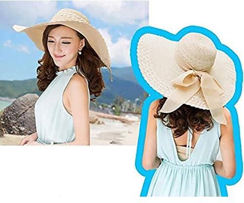 قبعة الشاطئ النسائية الصيف فيونكة الشاطئ قبعة سترو قبعة حافة واسعة