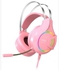 سماعة رأس سلكية (XO) مع ميكروفون - سماعة رأس ستيريو للألعاب RGB - وردي - XO-GE 04
