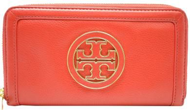Tory Red Pebbled Leather Wallet