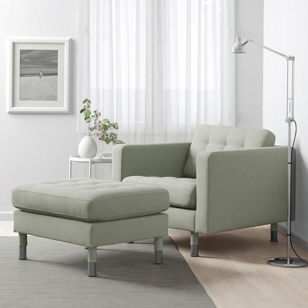 LANDSKRONA كرسي بذراعين, Gunnared أخضر فاتح - IKEA