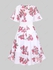 Plus Size Twist Lace Trim Belt Layered Flower Print Dress (Adjustable Shoulder Strap) - 3x | Us 22-24