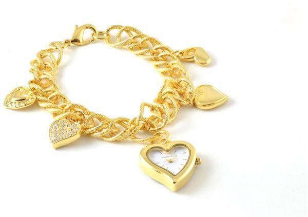 Charles Delon For Women Heart Dial Charm Bracelet Watch - 5513-White