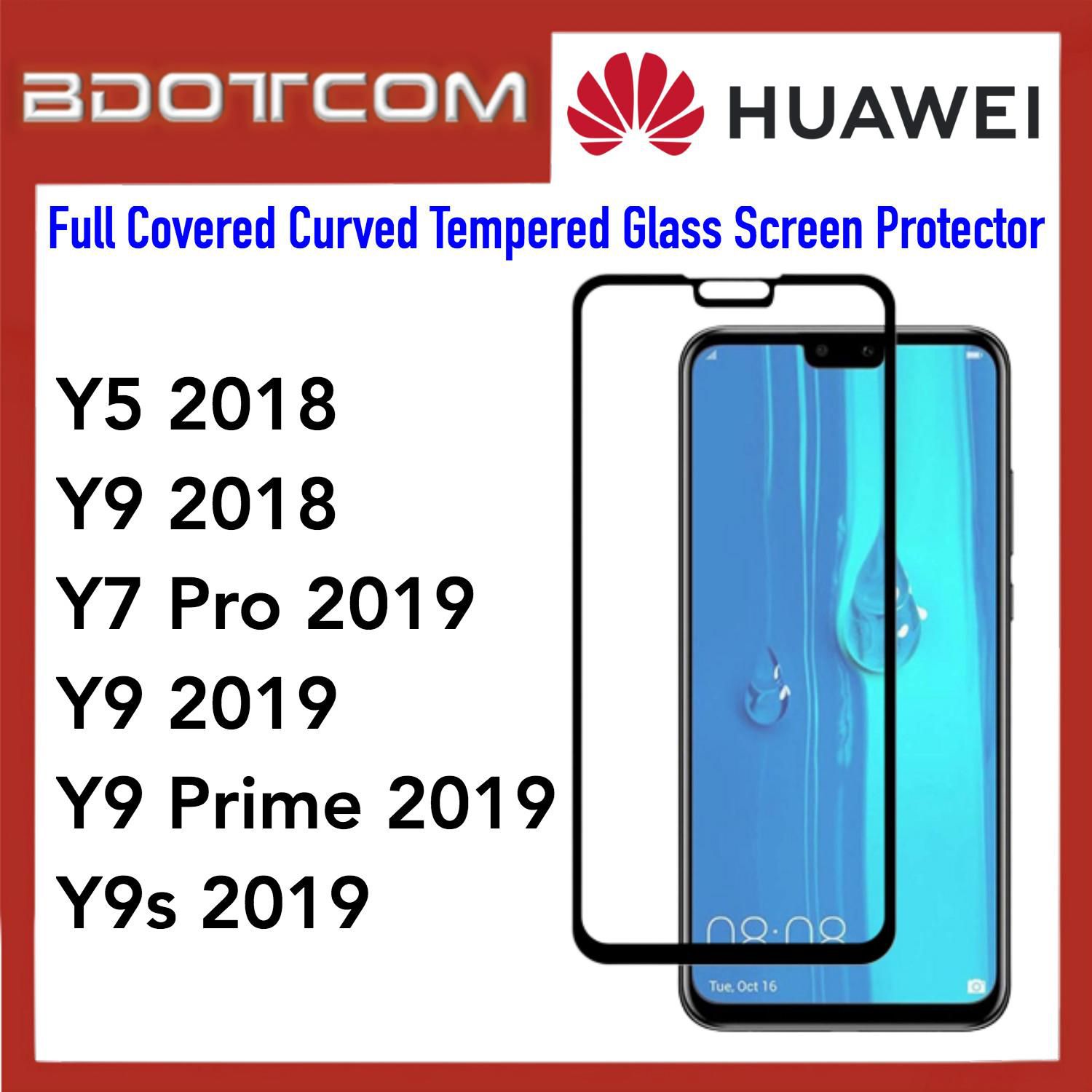 Bdotcom Full Covered Curved Glass Screen Protector for Huawei Y5 2018 (Black)