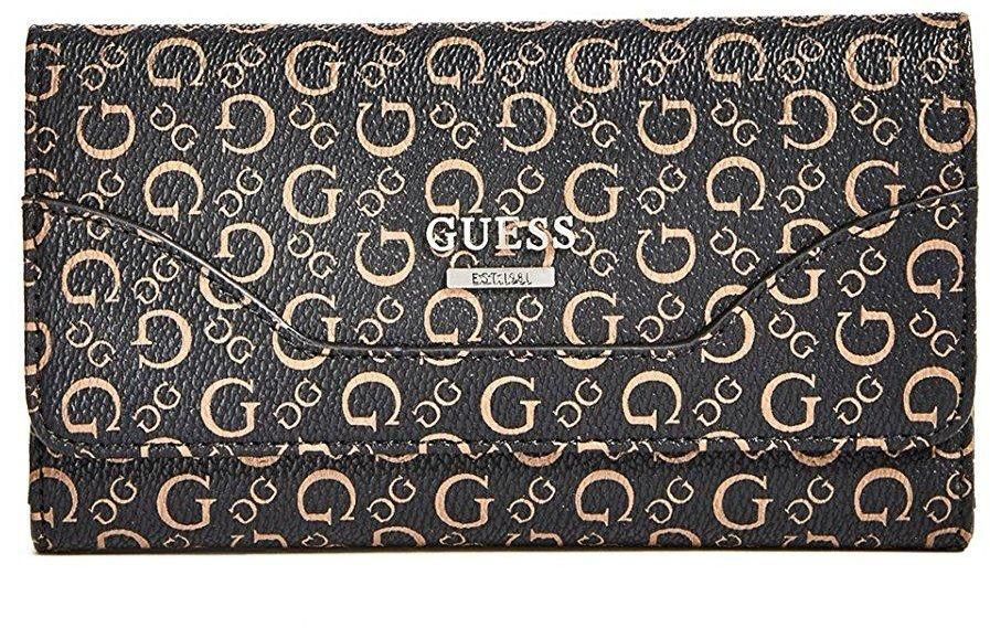 Guess Dark Brown Leather For Women - Trifold Wallets