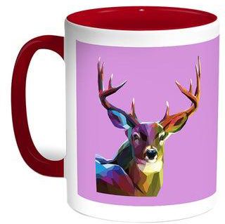Abstract Art - Deer Printed Coffee Mug Red/White 11ounce