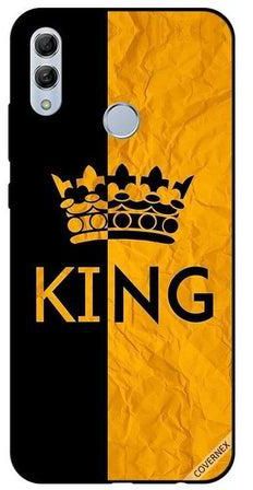 غطاء حماية واقٍ بطبعة كلمة "King" لهاتف هونر 10 لايت أصفر/أسود