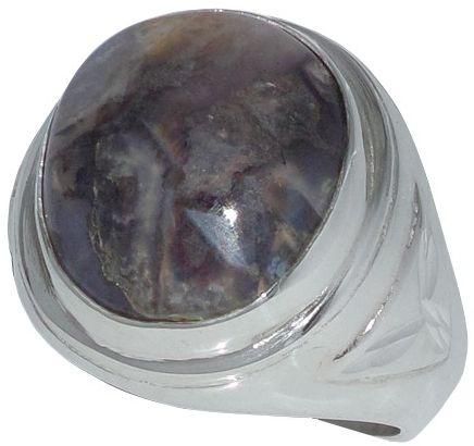 خاتم من الفضة مطعم بحجر عقيق متدرج اللون بيضاوي الشكل مقاس 8.0 قابل للتعديل