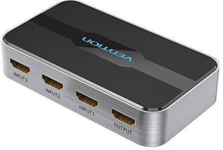 فينشن محول HDMI 3 في 1 من ايه اف او اتش 0، موزع 4K HD HDMI 2.0 مع جهاز تحكم عن بعد متوافق مع اللابتوب/مشغل دي في دي/الكمبيوتر/تلفزيون HD 4K/LCD/جهاز العرض
