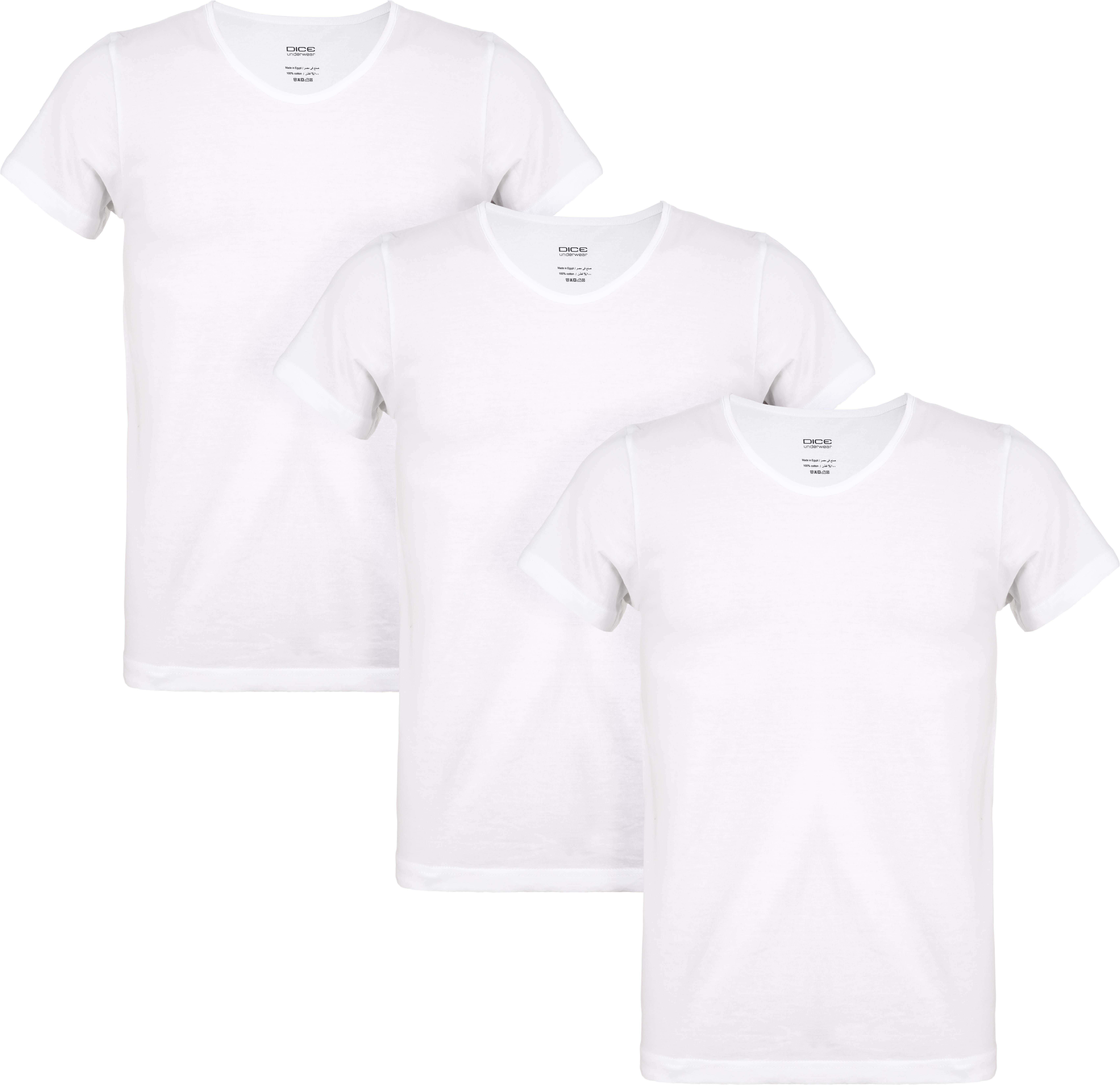 Get Dice Cotton Half Sleeve T-Shirts Set For Men, 3 Pieces, Size L - White with best offers | Raneen.com