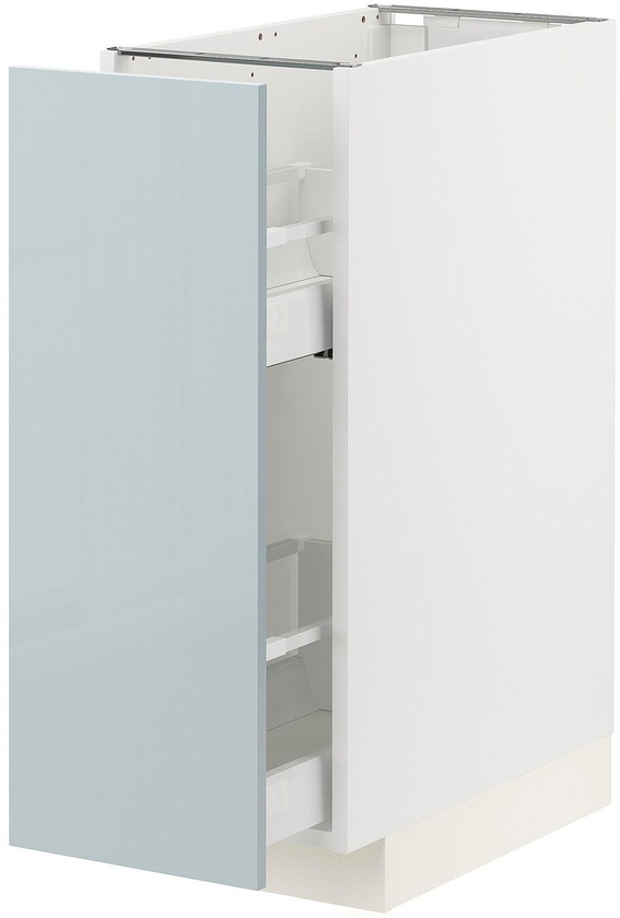 METOD / MAXIMERA Base cabinet/pull-out int fittings - white/Kallarp light grey-blue 30x60 cm