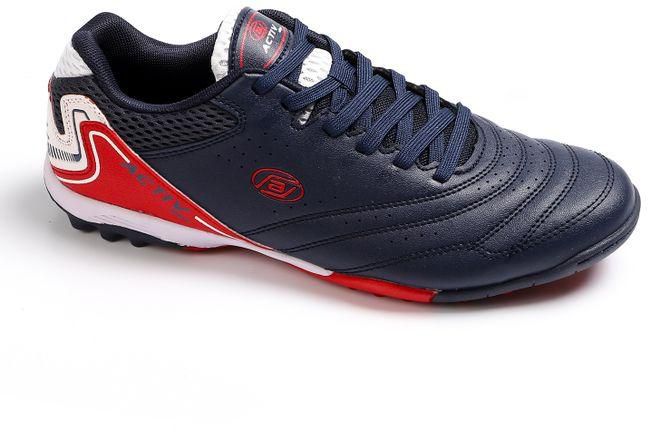 Activ Bi-Tone Leather Stitched Soccer Shoes - Navy Blue & Red