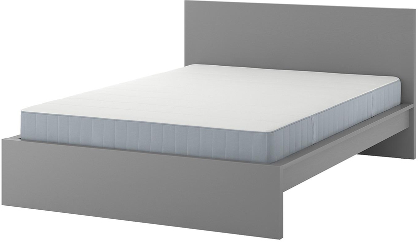 MALM Bed frame with mattress - grey stained/Vesteröy extra firm 140x200 cm