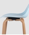 كرسي خشبي مقاس 48.5 طولاً × 43.5 عرضاً × 96.5 ارتفاعاً، لون أزرق فاتح