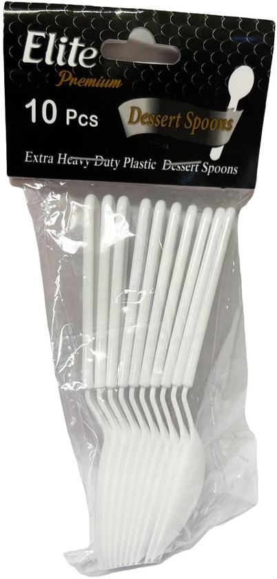 Tiba Disposable Plastic Small Spoons - 10 Pieces - White