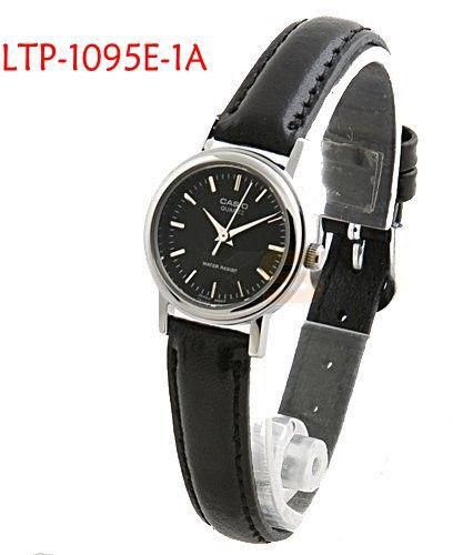 Casio LTP1095E Women's  Black Leather Quartz Watch with Silver Dial