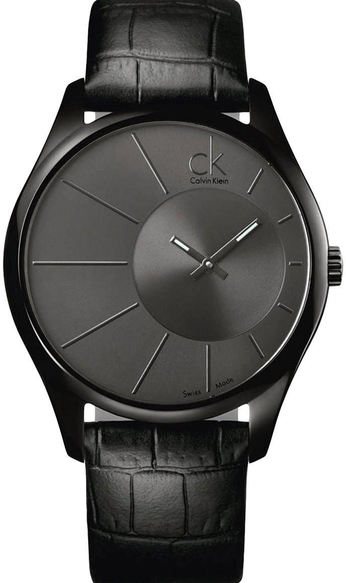 Calvin Klein Men's Black Dial Leather Band Watch - K0S21402