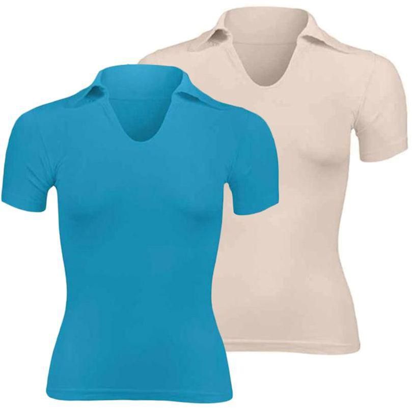 Silvy Set Of 2 T-Shirts For Women - Turquoise / Beige, X-Large