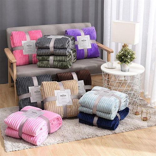 Generic Flannel Fleece Throw Blanket for Sofa Soft Blanket Solid Color Bedspread Plush Cover for Bed Gift,Q