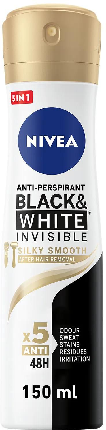 Nivea | Black and White Invisible Silky Smooth, Antiperspirant Deodorant for Women Spray | 150ml
