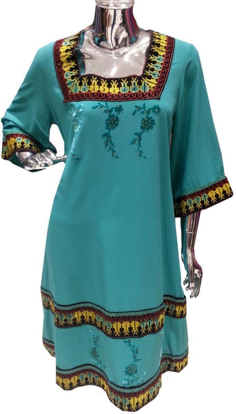 Casual Galabia for Women, S, Green, y-13-0036