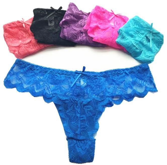 Sexy Lace Lingerie One Tie Thong Imported Panty Set 6 Pieces