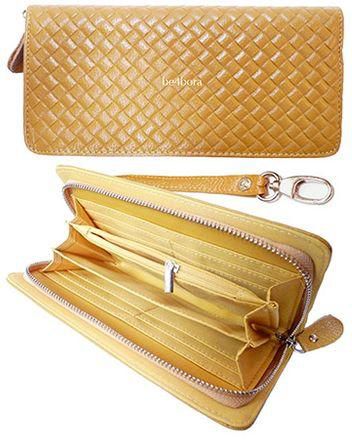 Be4bora Women's Clutch Quality Leather Wallet, Plaid/Checkered Pattern, 8 Card Slots, 6 Pockets, Zippered, Strap